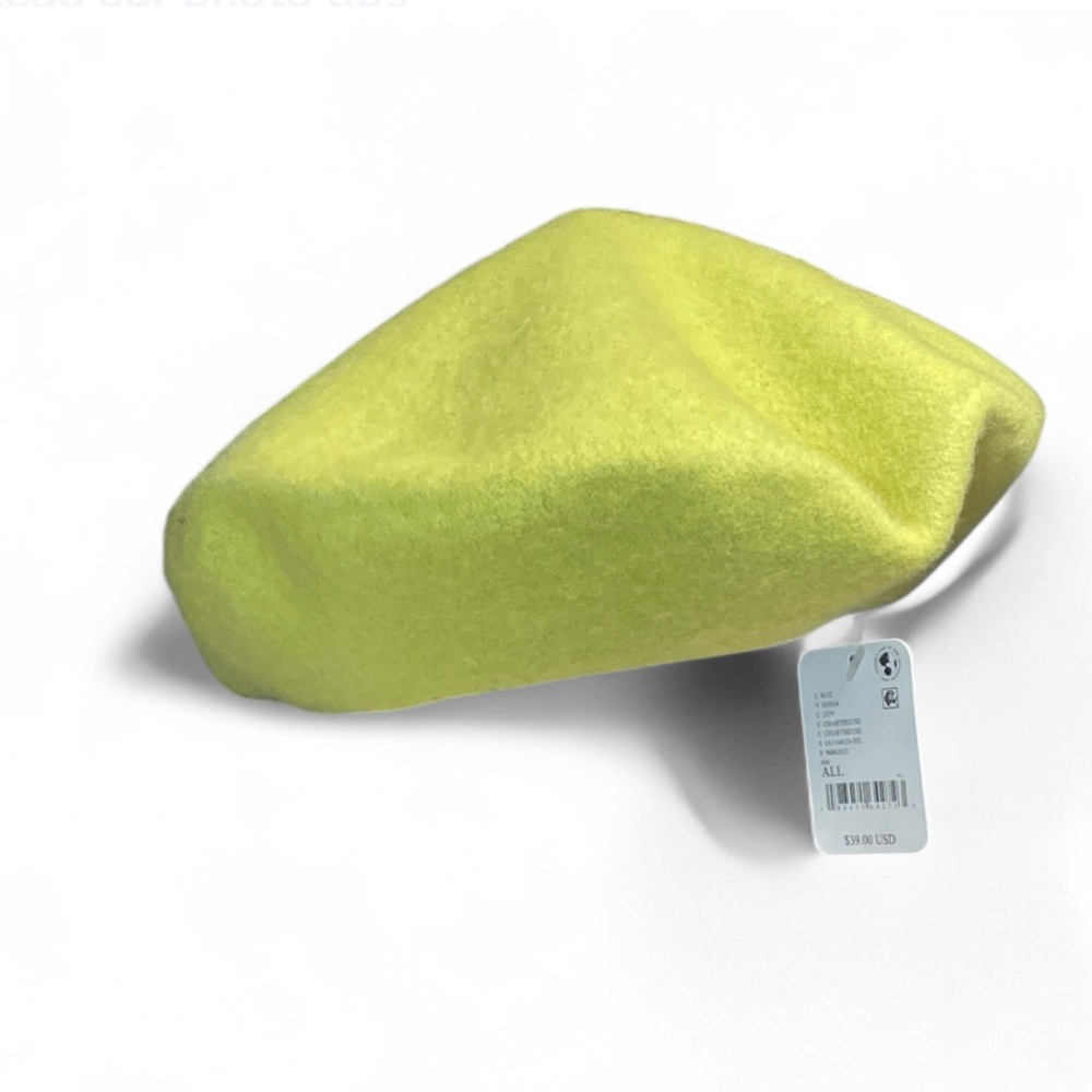 Urban Outfitters Chartreuse Lime Green Wool Beret Y2K‎ Maximalist NWT - Picture 2 of 8